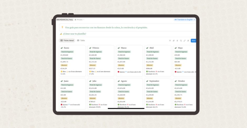 Plantilla Abundancia - Finanzas con alma