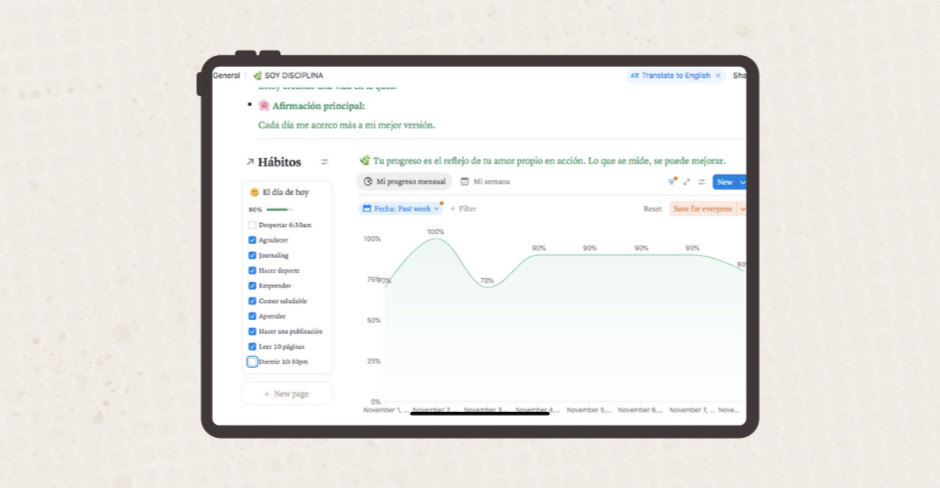 Plantilla Disciplina con propósito - Hábitos con intención